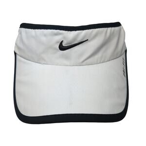 Nike Dri-Fit Strapback Sun Visor Cap White OS Adjustable Embroidered Swoosh